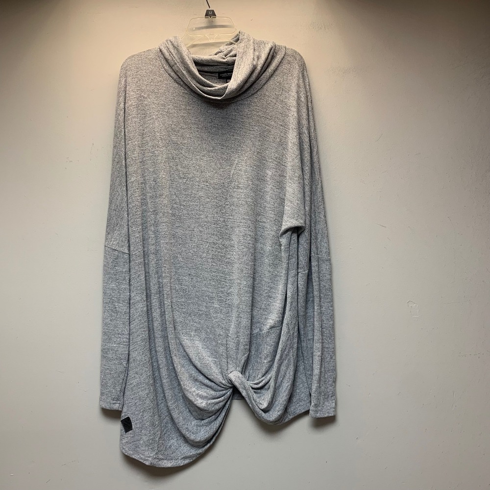 Simply Southern Tunic Top Womens XXL Gray Excellent Cowl Neck Front Knot 15588